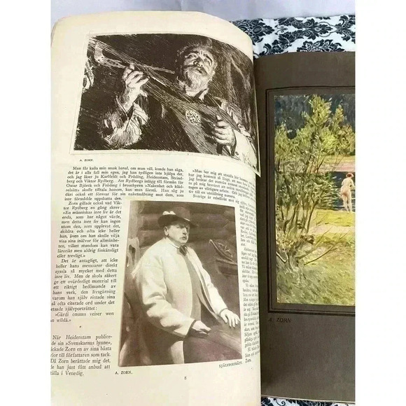 RARE Swedish Art Large Handmade Book 1922 Antique Artwork Reprints Cover - Picture 5 of 9